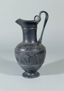 Kan met griffioenen, Bucchero Aardewerk, Etruskisch, 650-550 v.Chr.
